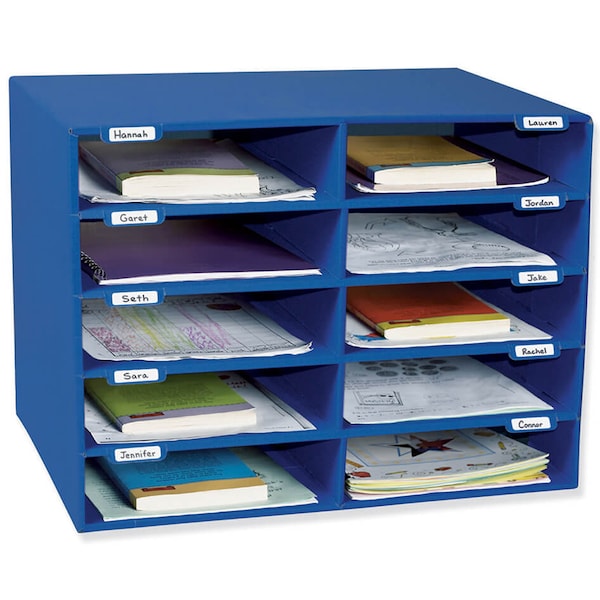 Pacon Classroom Keepers Mailbox, 10-Slot, Blue, 16.63H x 21W x 12.88D 001309 - main